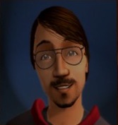 Painting of Will Wright from The Sims 2: University