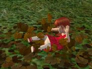 Малышка играет с опавшими листьями в The Sims 2