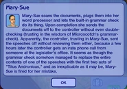 The outcome of the chance card if the player chooses "Grammar Check"