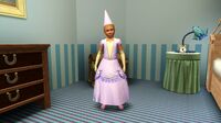 A boy Sim wearing a Princess outfit.