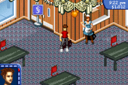 Gameplay inside the Dockside Diner in the GBA version.