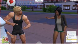 A Sim showing off his muscles.