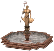 Trident's Spring Fountain statue from The Sims 3 Store. Notably appears similar to a female mermaid's tail.