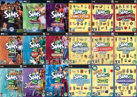 The Sims 2: Base Game with Expansion Lot Bundle 4 games PC CD