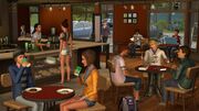 Sims at a cafe