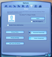 Online Options in The Sims 3