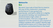 The meteorite's description in build mode