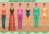 Screenshots of Brandi's default outfits