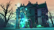 A Sim using reaping powers onto a portal in the Netherworld.