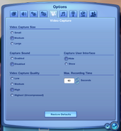 Video Capture Options in The Sims 3