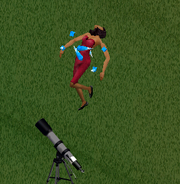 Laura Caixão sendo abduzida em The Sims