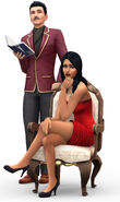Render de Laura e Vladmir Caixão em The Sims 4.