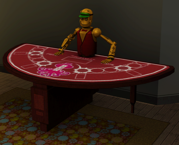 Um robô segura enquanto as cartas de pôquer ganham o jogo
