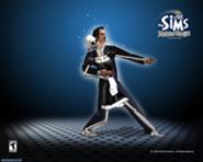 Ossilda dançando com Vladmir Caixão em foto promocional de The Sims: Num Passe de Mágica.