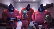 Big Daddy, the gorilla robbers, and their fellow inmates watching Johnny singing "I'm Still Standing" on TV.