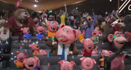 Norman and the piglets cheer after the show ends