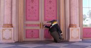 Hobbs answers the door.