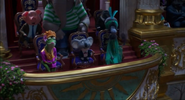 Buster, Miss Crawly, Nana, Hobbs, Norman, and Alfonso taking their seats.