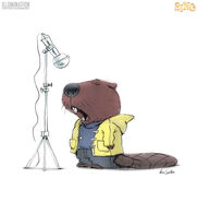 Concept art of the "9 to 5" singing beaver.