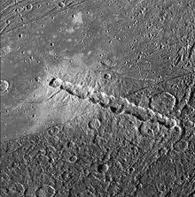 Chain of impact craters on Ganymede