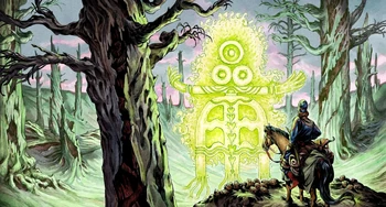 Cenala, in spirit form, reveals herself to a Ram explorer.