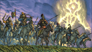 Riders, calling on a fiery spirit as they ride into battle.