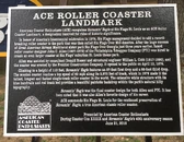 Screamin' Eagle's ACE Roller Coaster Landmark plaque.