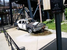 The crashed GCPD police car in 2008