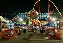 Archway to a seating area at SFMM during Oktoberfest 2023