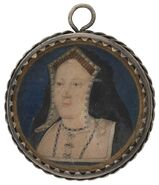 Catherine of Aragon as painted by Lucas Horenbout, c. 1525-1526.