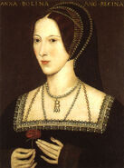 Anne Boleyn as painted by an unknown artist. Later copy of an original portrait painted in 1534.