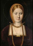 A noblewoman, either Catherine of Aragon or Mary Tudor, as painted by Michael Sittow c. 1502 to 1514.