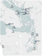 Locations of Salish Sea foot discoveries through January 3, 2019