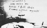 The note found scrawled in Frances Brown's lipstick at the scene of her murder.
