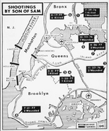 The locations of the Son of Sam murders