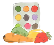 Fruits and Vegetables as Watercolor