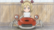 Lil Hime in a crab car