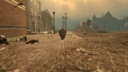 The POV-Cameraman running towards a Semi-Medium Skibidi Toilet jumping towards his water tank and holding his flusher.