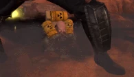 The Acid Striker Skibidi Toilet grabbed onto the Titan Cameraman's leg just before activating his acid barrel and exploding.