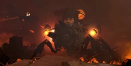 TV Woman, who is controlling the corpse of an , bravely shooting the  with the .