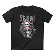 A shirt from DaFuq!?Boom!'s official store with a Skull Skibidi Toilet printed on it.