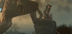 The Ravager Skibidi Toilet about to be kicked far away from the battlefield by , and then to die in an explosion.