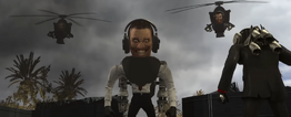 The Berserker Skibidi Mutant prepared to confront the group of  who were present, escorted by two .