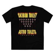 The Astro Invasion Tee sold at the Official Store with many Assailant Astro Toilets printed on the back.