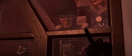 The Michael Jackson Skibidi Toilet glaring menacingly at the  () after the latter gave him the middle finger.