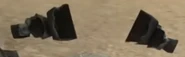 Two Dual Claw Skibidi Toilets after being shot by the POV-Cameraman's Mounted blaster cannon.