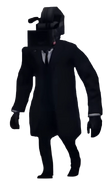 Dark Blue Suited Large Cameraman ?