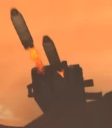 A Quad-missile defense Turret firing rockets.