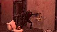 Dark Speakerman killing a Hexa-Claw Parasitic Skibidi Toilet.