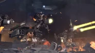 Group of toilets fighting an Obliterator Astro Toilet